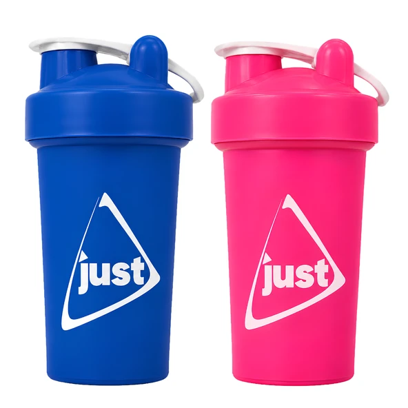 Just Shaker 550 ML Ölçekli ve Sızdırmaz Kapaklı Protein Shaker 2'li Set (Mavi+Pembe) ürün görseli 1