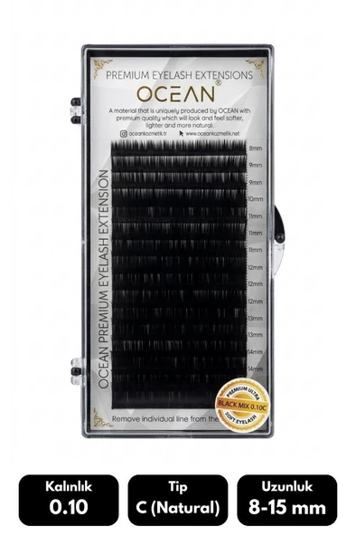 Ocean 0.10C Natural Kıvrım Mix Soft Eyelash Takma Kirpik 16'lı ürün görseli 1