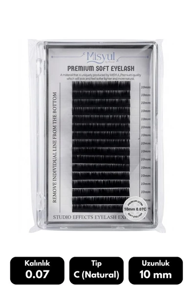 Misyul 0.07C Natural Kıvrım 10 mm Soft Eyelash Takma Kirpik 16'lı ürün görseli 1