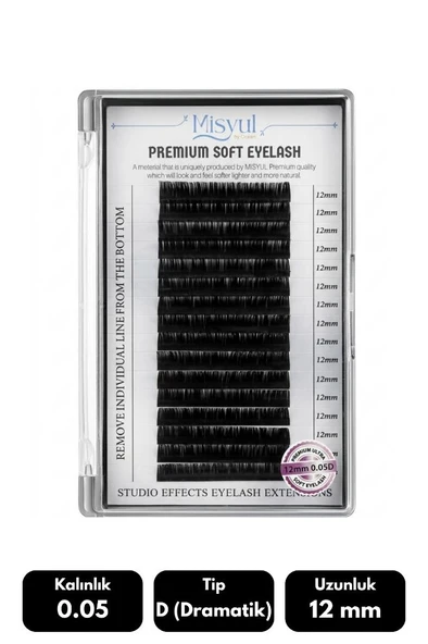 Misyul 0.05D Dramatik Kıvrım 12 mm Soft Eyelash Takma Kirpik 16'lı ürün görseli 1