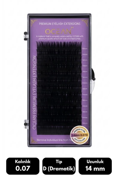 Ocean 0.07D Dramatik Kıvrım 14 mm Soft Eyelash Takma Kirpik 16'lı ürün görseli 1
