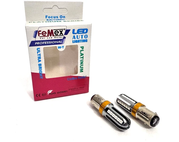 Femex Platinum P21W Turuncu 1157 BAY15D Çit Duy Led Ampul 3030Chip 24smd ürün görseli 1