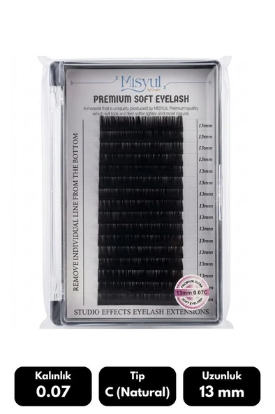 Misyul 0.07C Natural Kıvrım 13 mm Soft Eyelash Takma Kirpik 16'lı ürün görseli 1