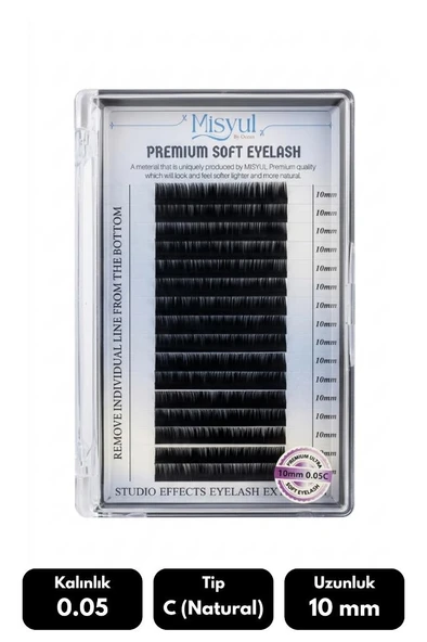 Misyul 0.05C Natural Kıvrım 10 mm Soft Eyelash Takma Kirpik 16'lı ürün görseli 1