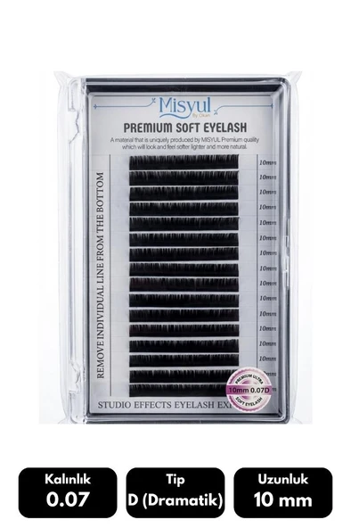Misyul 0.07D Dramatik Kıvrım 10 mm Soft Eyelash Takma Kirpik 16'lı ürün görseli 1