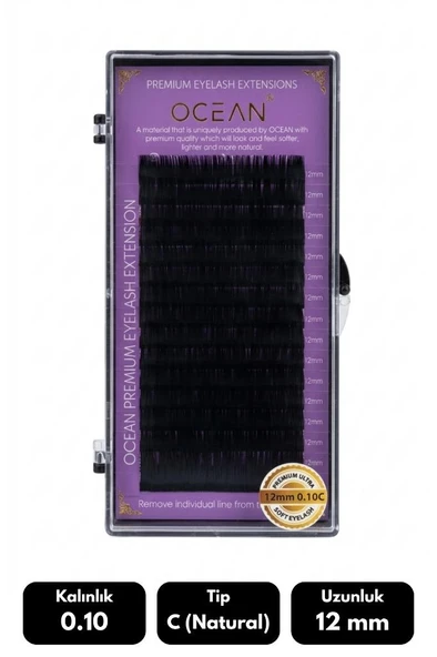 Ocean 0.10C Natural Kıvrım 12 mm Soft Eyelash Takma Kirpik 16'lı ürün görseli 1