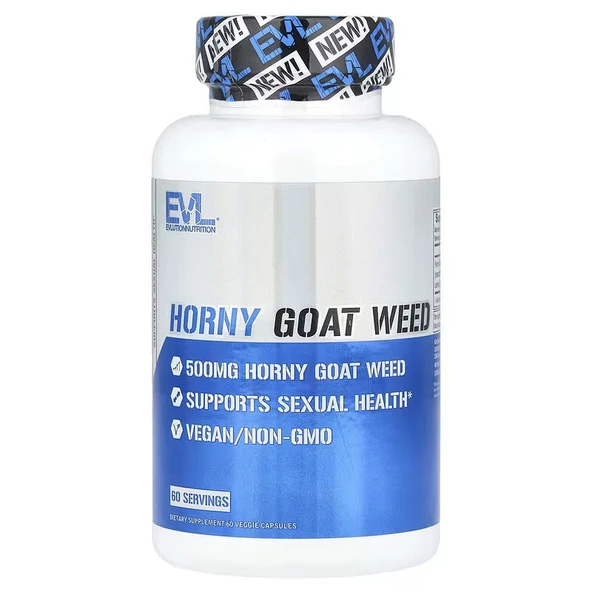 EVLution Nutrition Horny Goat Weed 500 mg 60 Veggie Capsules ürün görseli 1