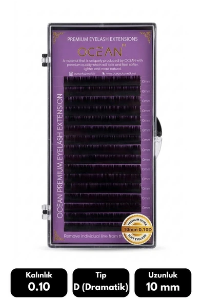 Ocean 0.10D Dramatik Kıvrım 10 mm Soft Eyelash Takma Kirpik 16'lı ürün görseli 1
