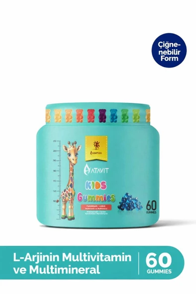 atavit L-ARJİNİN MULTİVİTAMİN VE MULTİMİNERAL GUMMİES KİDS 60 ADET ürün görseli 1