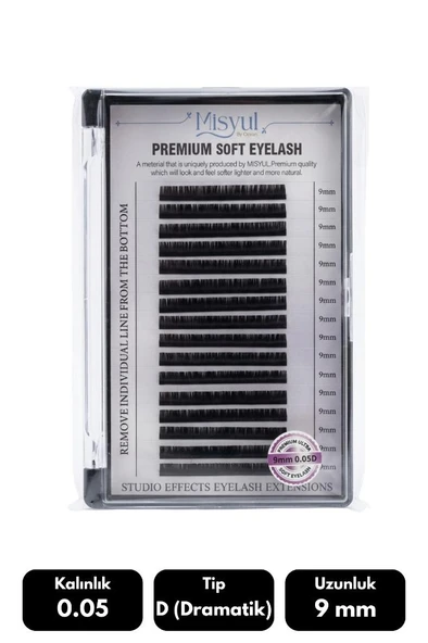 Misyul 0.05D Dramatik Kıvrım 9 mm Soft Eyelash Takma Kirpik 16'lı ürün görseli 1