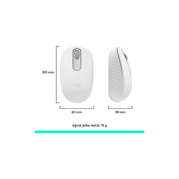 Logitech MK250 Kablosuz Klavye Mouse Seti - Beyaz - Resim 7