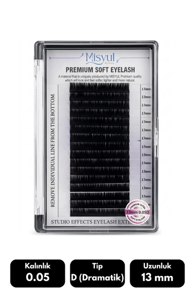Misyul 0.05D Dramatik Kıvrım 13 mm Soft Eyelash Takma Kirpik 16'lı ürün görseli 1