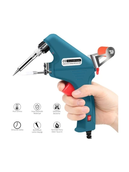 Schulzz 5 Parça Tetikli Otomatik Beslemeli 60W 480°C Lehim Tabancası Seti ürün görseli 1