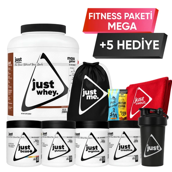 Just Nutrition Fitness Paketi - Mega + 5 Hediye (Protein Tozu + Bcaa + Glutamin + Arjinin + Kreatin) ürün görseli 1