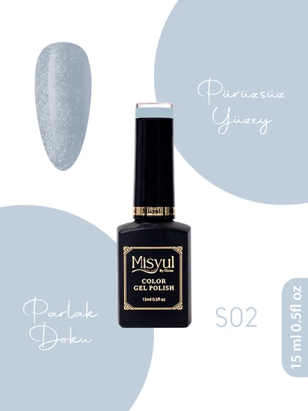 Misyul UV Led Kalıcı Oje Nail Art 15 ml Simli Seri S02 ürün görseli 1