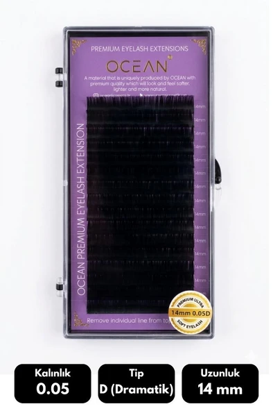 Ocean 0.05D Dramatik Kıvrım 14 mm Soft Eyelash Takma Kirpik 16'lı ürün görseli 1