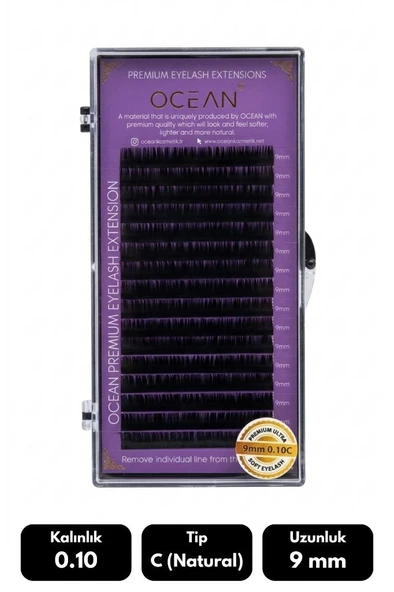 Ocean 0.10C Natural Kıvrım 9 mm Soft Eyelash Takma Kirpik 16'lı ürün görseli 1