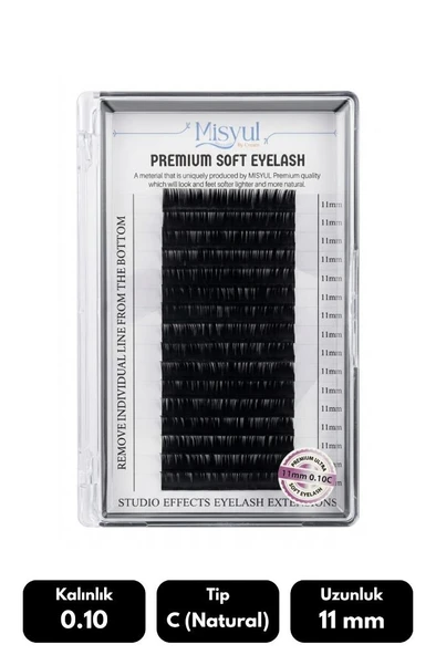 Misyul 0.10C Natural Kıvrım 11 mm Soft Eyelash Takma Kirpik 16'lı ürün görseli 1