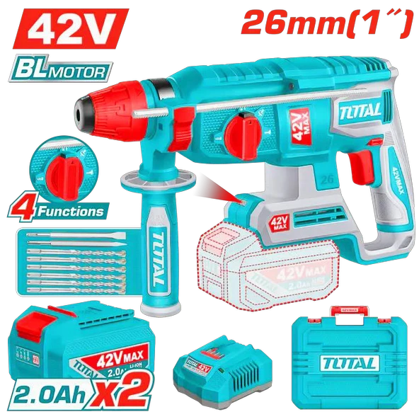 TOTAL LI-ION AKÜLÜ KÖMÜRSÜZ 42V KIRICI DELİCİ TRHLI422682E ürün görseli 1