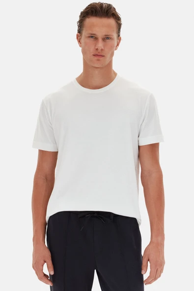Ds Damat Oversize Beyaz Bisiklet Yaka %100 Pamuk T-Shirt ürün görseli 1