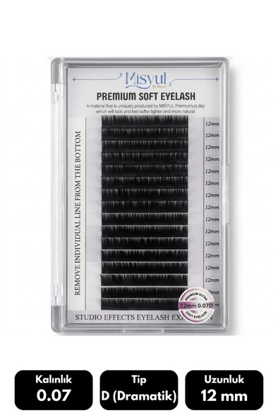 Misyul 0.07D Dramatik Kıvrım 12 mm Soft Eyelash Takma Kirpik 16'lı ürün görseli 1