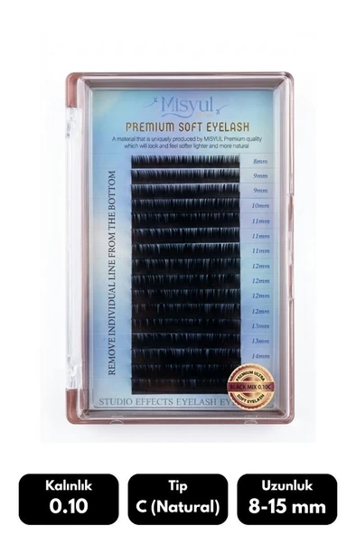 Misyul 0.10C Natural Kıvrım Mix Soft Eyelash Takma Kirpik 8-15 mm 16'lı ürün görseli 1