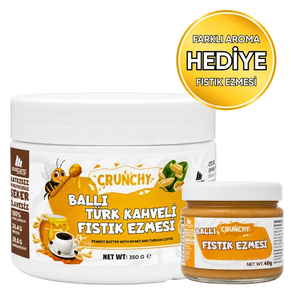 Mustang Nutrition Ballı Türk Kahveli Crunchy Fıstık Ezmesi 350 Gr 24,72 Gr Protein + 40 Gr Fıstık Ezmesi Hediyeli ürün görseli 1
