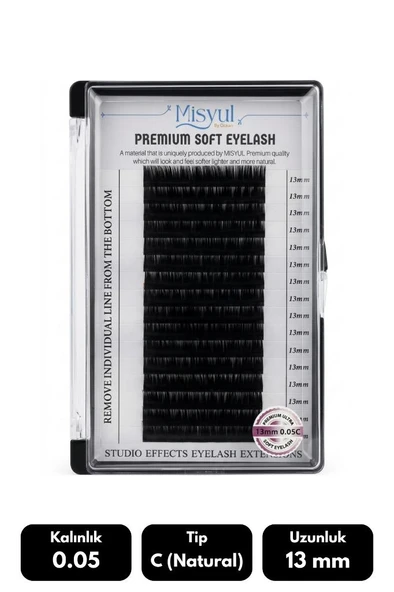 Misyul 0.05C Natural Kıvrım 13 mm Soft Eyelash Takma Kirpik 16'lı ürün görseli 1