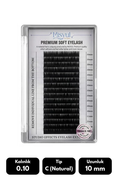 Misyul 0.07C Natural Kıvrım 14 mm Soft Eyelash Takma Kirpik 16'lı ürün görseli 1