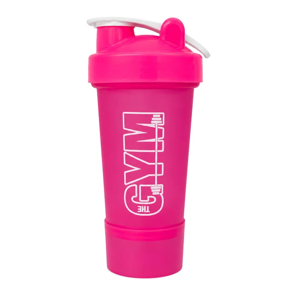 Gym Smart Shaker 550 ML Ölçekli ve Sızdırmaz Kapaklı Saklama Hazneli Protein Shaker (Pembe) ürün görseli 1