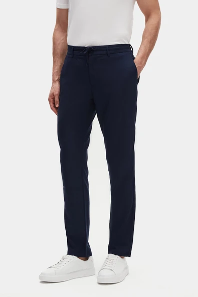 Ds Damat Slim Fit Açık Lacivert Beli Lastikli İpli Fermuarlı Likralı Rahat Jogger Pantolon ürün görseli 1