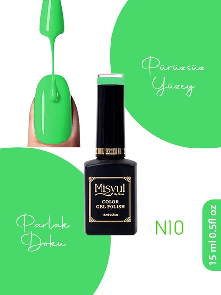 Misyul UV Led Kalıcı Oje Nail Art 15 ml Neon Serisi N10 ürün görseli 1