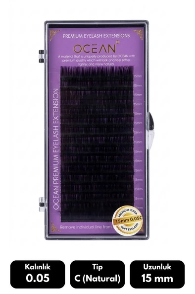 Ocean 0.05C Natural Kıvrım 15 mm Soft Eyelash Takma Kirpik 16'lı ürün görseli 1