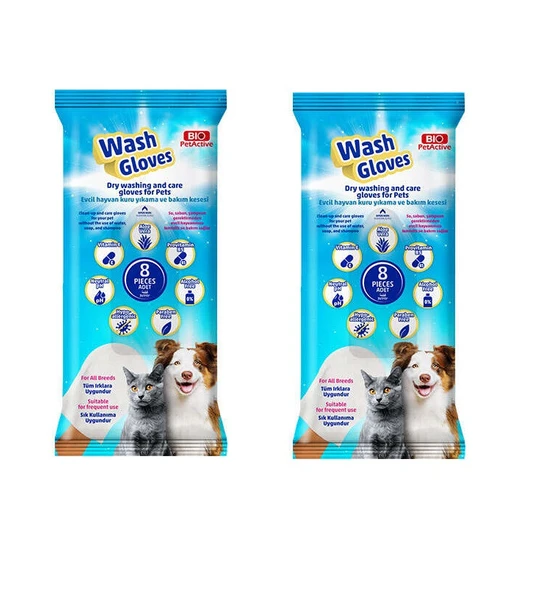 Bio PetActive Wash Gloves Kuru Yıkama ve Bakım Kesesi 8 Lİ  X 2 Paket ürün görseli 1