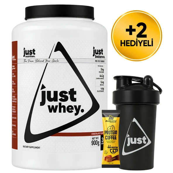 Just Nutrition Whey Protein Tozu + Karbonhidrat 900 Gr 18 Servis Çikolata + Shaker + Protein Kahve Hediyeli ürün görseli 1