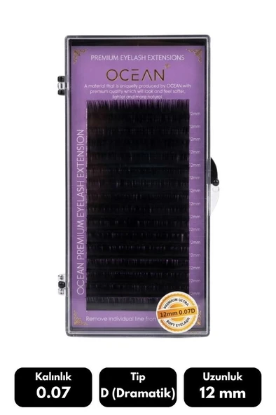 Ocean 0.07D Dramatik Kıvrım 12 mm Soft Eyelash Takma Kirpik 16'lı ürün görseli 1