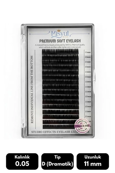 Misyul 0.05D Dramatik Kıvrım 11 mm Soft Eyelash Takma Kirpik 16'lı ürün görseli 1