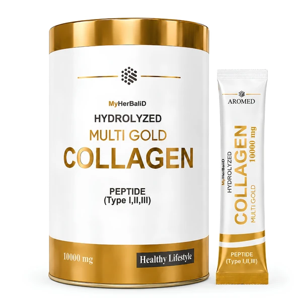Aromed MyHerBaliD Hydrolyzed Multi Gold Collagen Peptide Tip 1-2-3 10000 mg Kolajen 30 Saşe 300 Gr ürün görseli 1