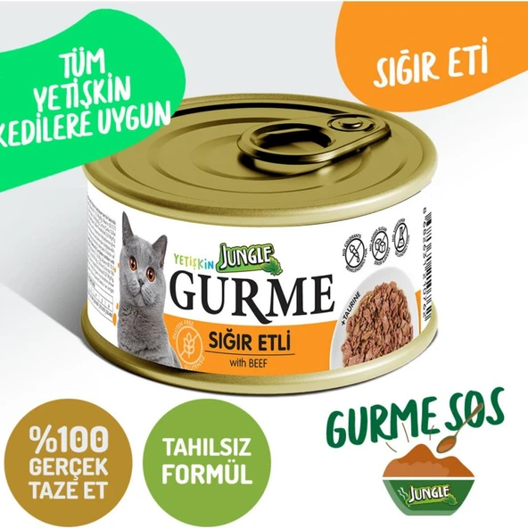 Jungle Gurme 85 g 1 Adet Yetişkin Sığır Etli Kedi Konserve Mama Skt:11/2028 ürün görseli 1