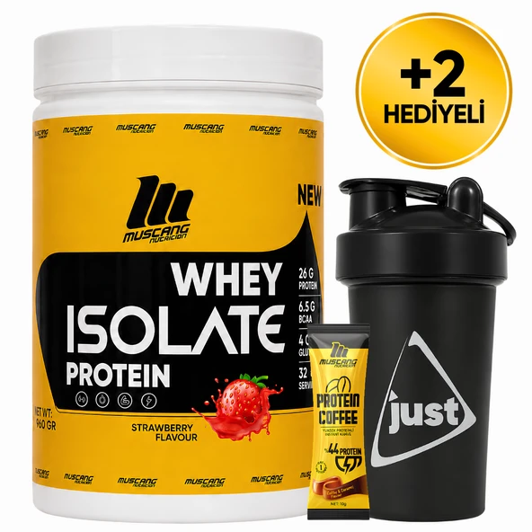 Mustang Nutrition Whey Isolate Protein Tozu 960 Gr 32 Servis Çilek + Shaker + Protein Kahve Hediyeli ürün görseli 1