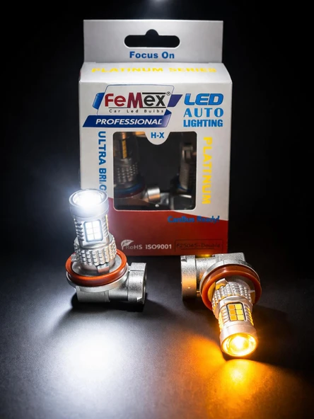 Femex H8/11 Sis Led Ampul Çift Renk 3030 Chipset 30smd Mercekli Led Double Aç Kapat ürün görseli 1