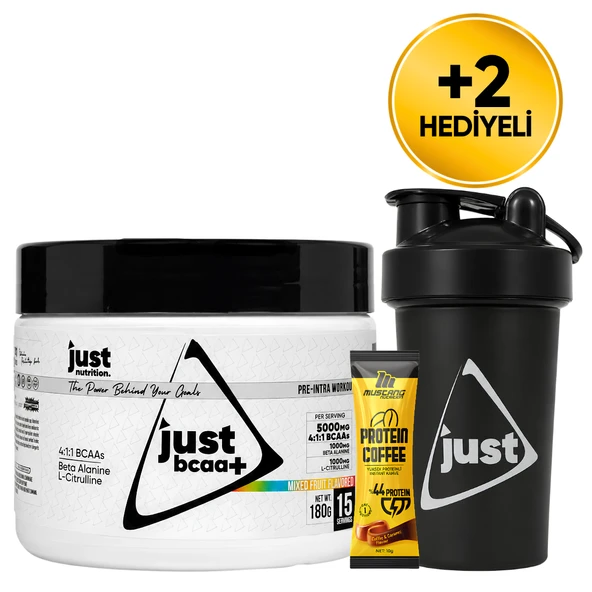 Just Nutrition BCAA Amino Asit Tozu 180 Gr 15 Servis Karışık Meyve + Shaker + Protein Kahve Hediyeli ürün görseli 1