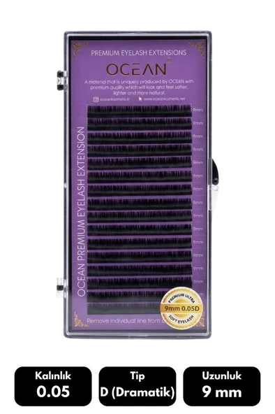 Ocean 0.05D Dramatik Kıvrım 9 mm Soft Eyelash Takma Kirpik 16'lı ürün görseli 1