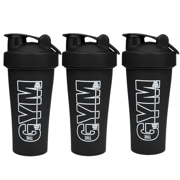 Gym Shaker 650 ML Ölçekli ve Sızdırmaz Kapaklı Protein Shaker 3'lü Set (Siyah) ürün görseli 1