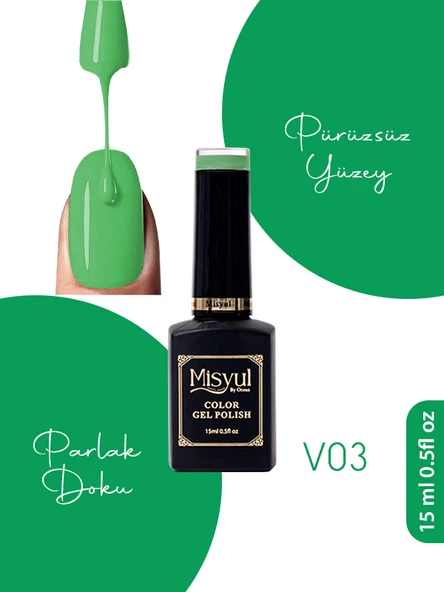 Misyul UV Led Kalıcı Oje Nail Art 15 ml Vitray Serisi V03 ürün görseli 1
