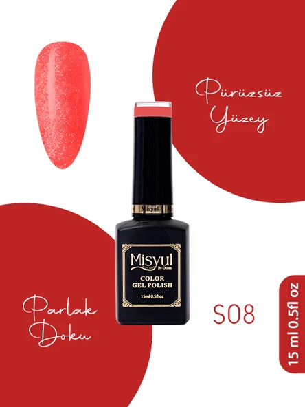Misyul UV Led Kalıcı Oje Nail Art 15 ml Simli Seri S08 ürün görseli 1