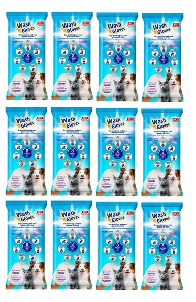Bio PetActive Wash Gloves Kuru Yıkama ve Bakım Kesesi 8 Lİ  X 12 Paket ürün görseli 1