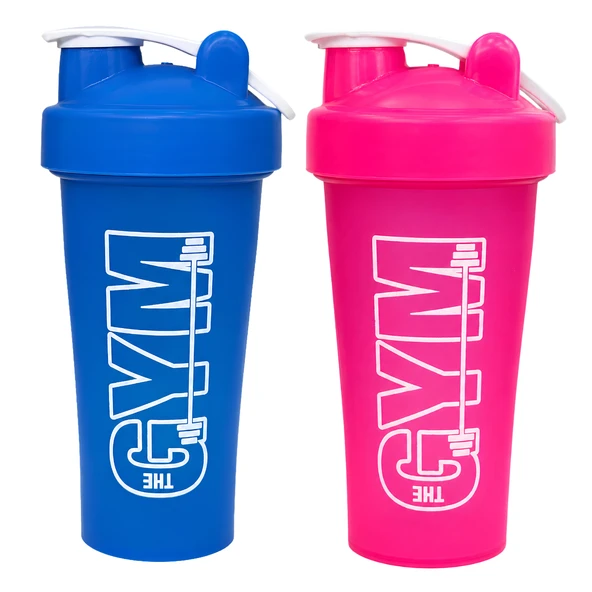 Gym Shaker 650 ML Ölçekli ve Sızdırmaz Kapaklı Protein Shaker 2'li Set (Mavi+Pembe) ürün görseli 1
