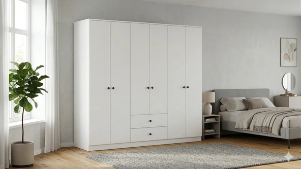 GARDIROP 6 KAPILI %100 MDF - Resim 2