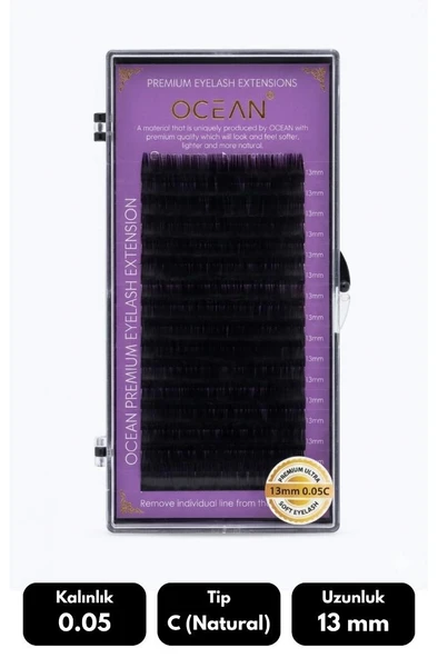 Ocean 0.05C Natural Kıvrım 13 mm Soft Eyelash Takma Kirpik 16'lı ürün görseli 1